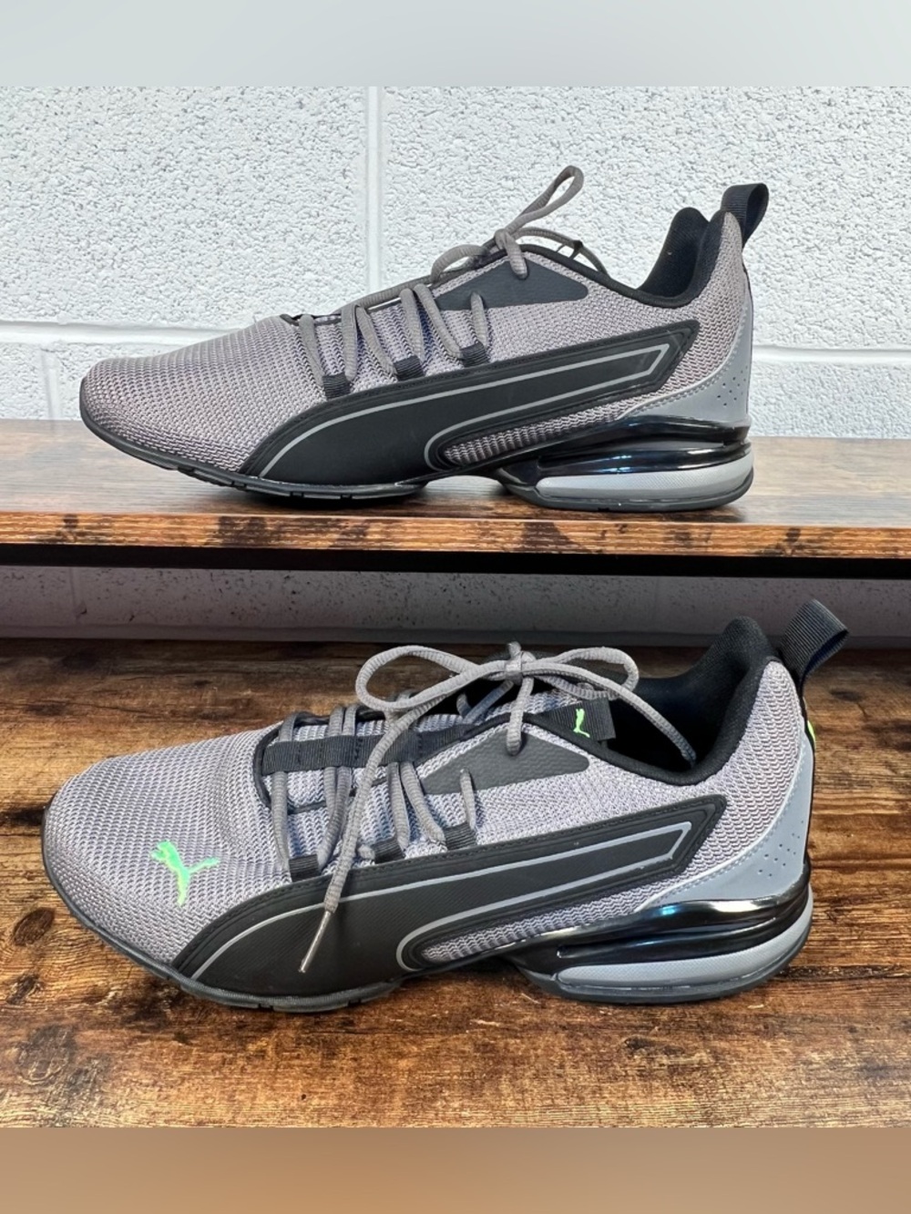 Puma Axelion Nxt Running Shoes Sneakers Grey Black Green Men's 11.5 - Picture 2 of 10